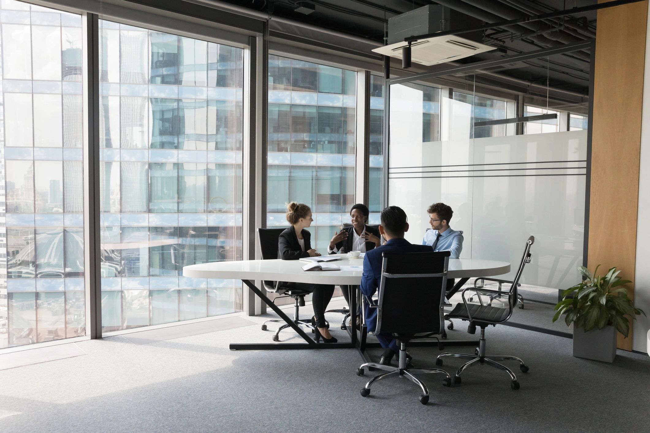 Professional team in a modern office meeting room