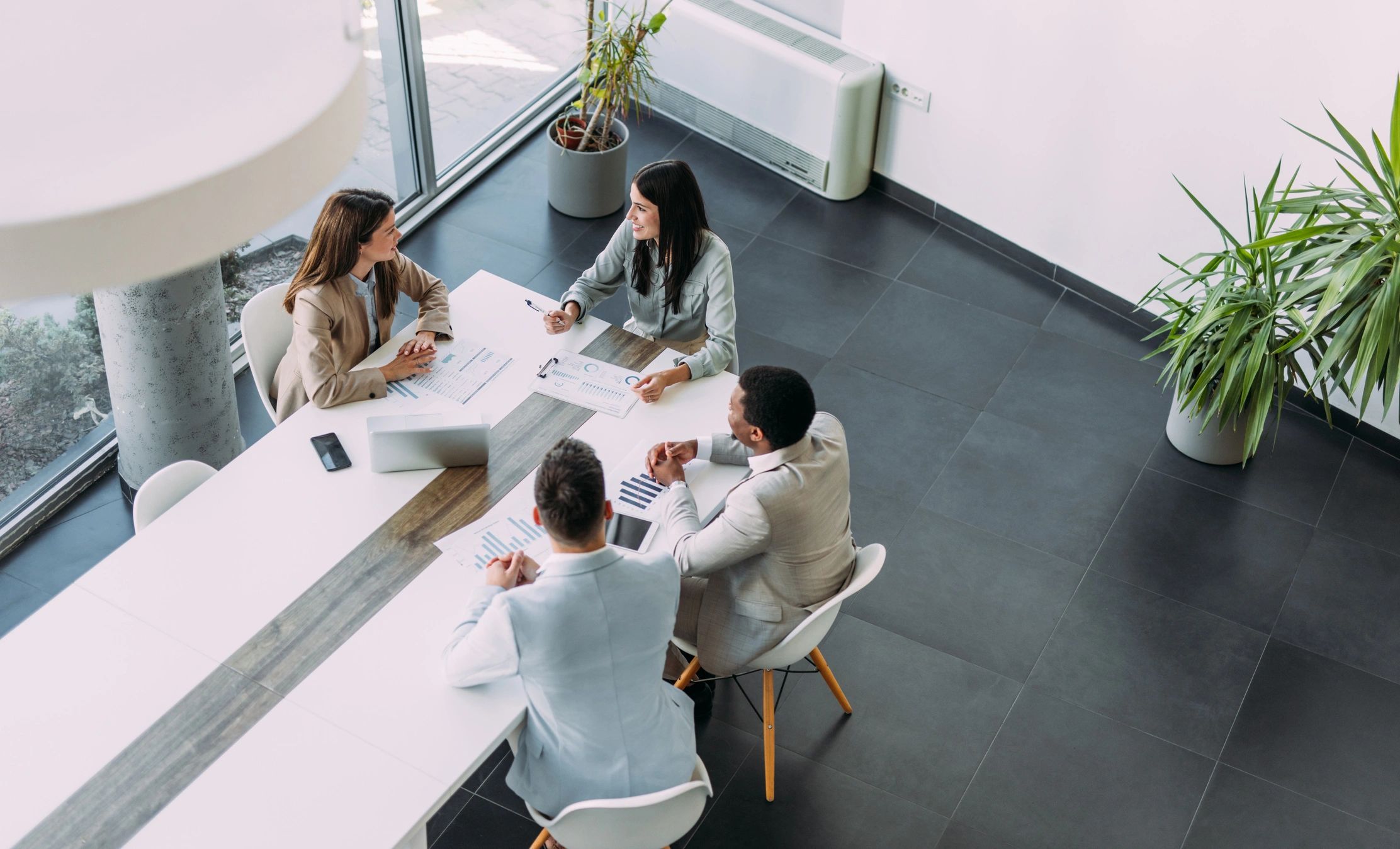 Business team collaborating in a strategy meeting